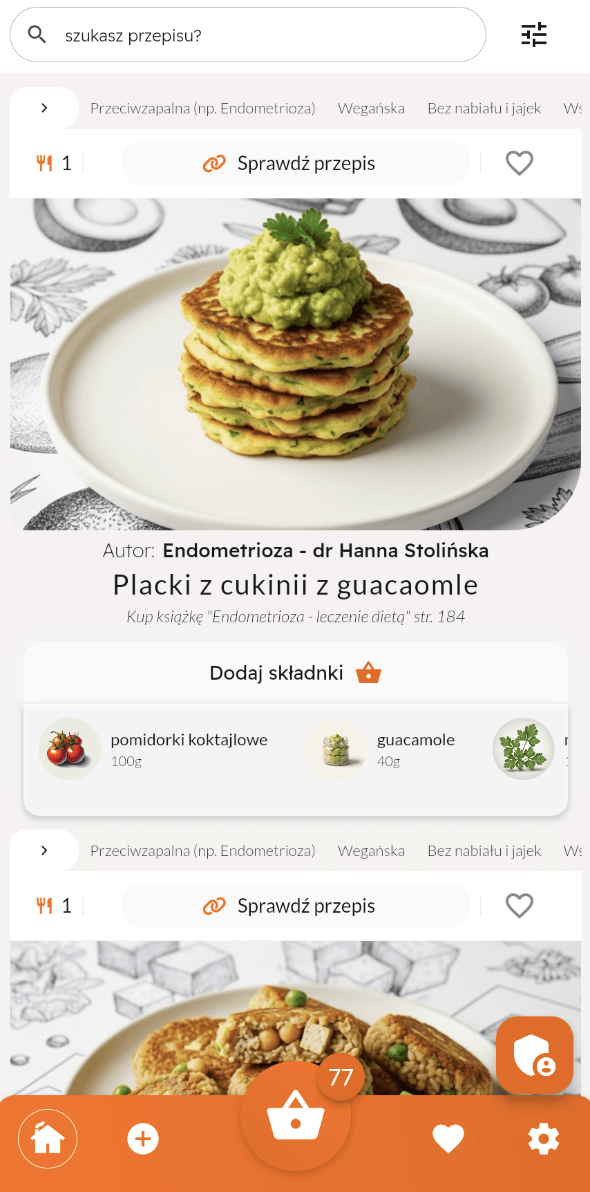 Aplikacja OLIE — ekran przepisu